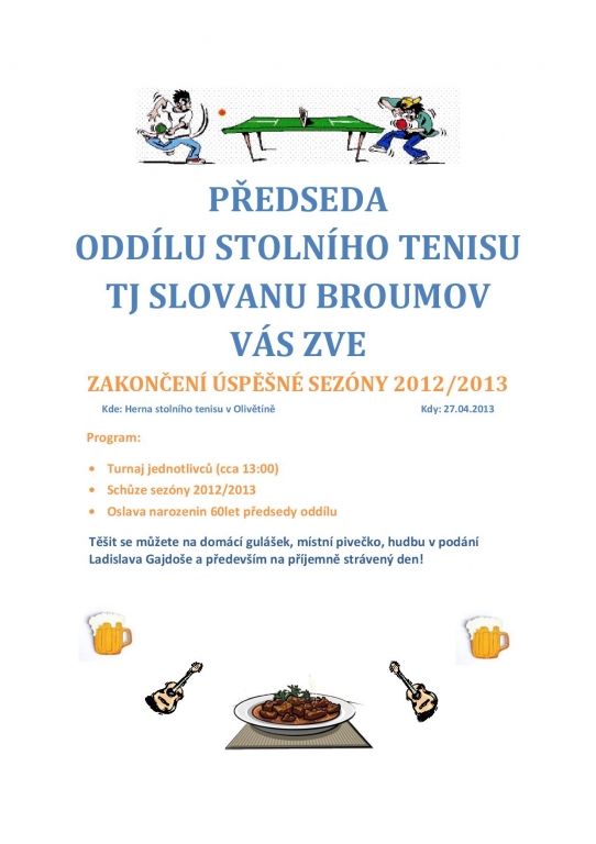 Pozvánka na zakončení sezóny